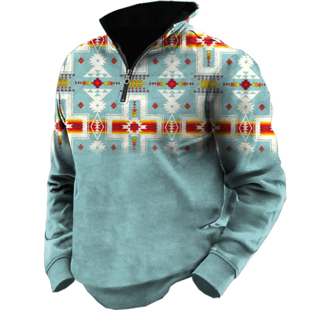 Men's Retro Western Ethnic Printed Sweatshirt