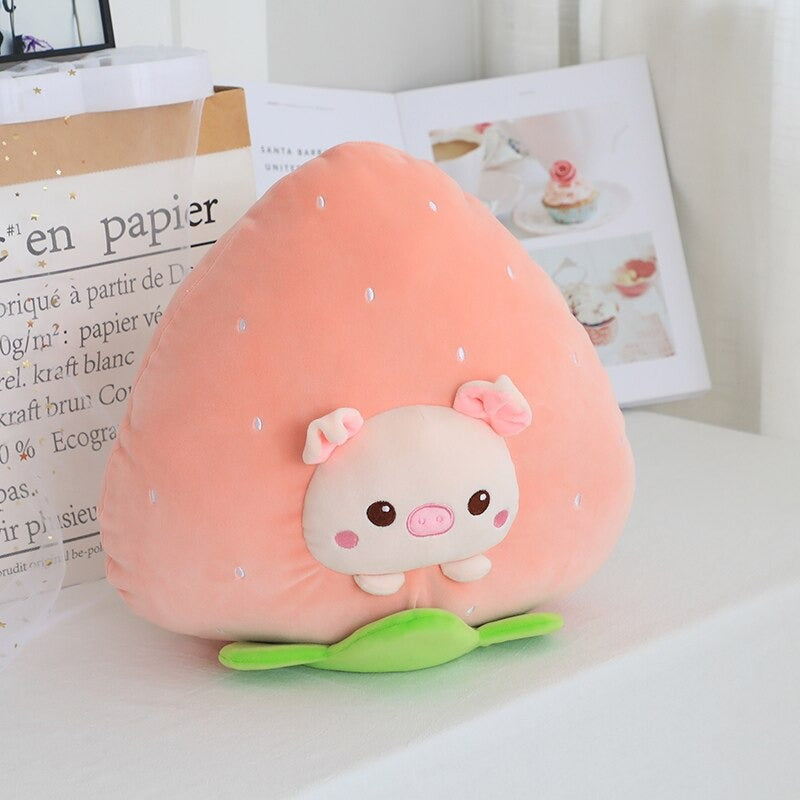Kawaii Pig Strawberry Plush w/ Blanket