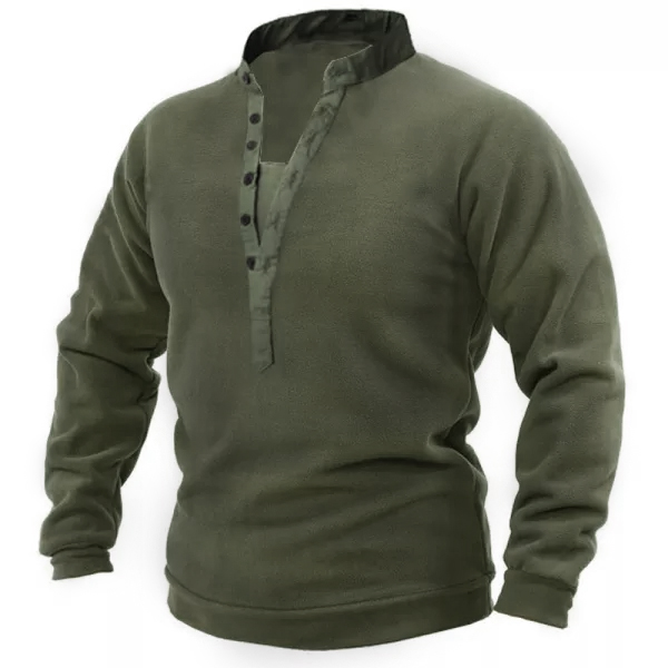 Men Outdoor Fleece Henley Collar Tactical Men's Sweatshirt