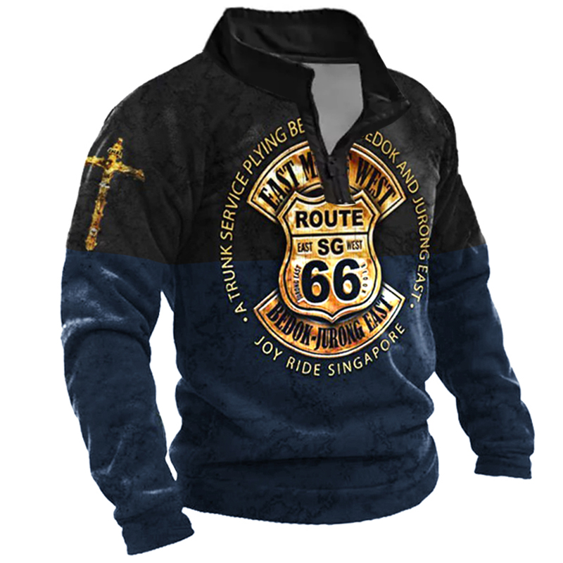Men's Vintage 66 Print Zip Up Sweatshirt