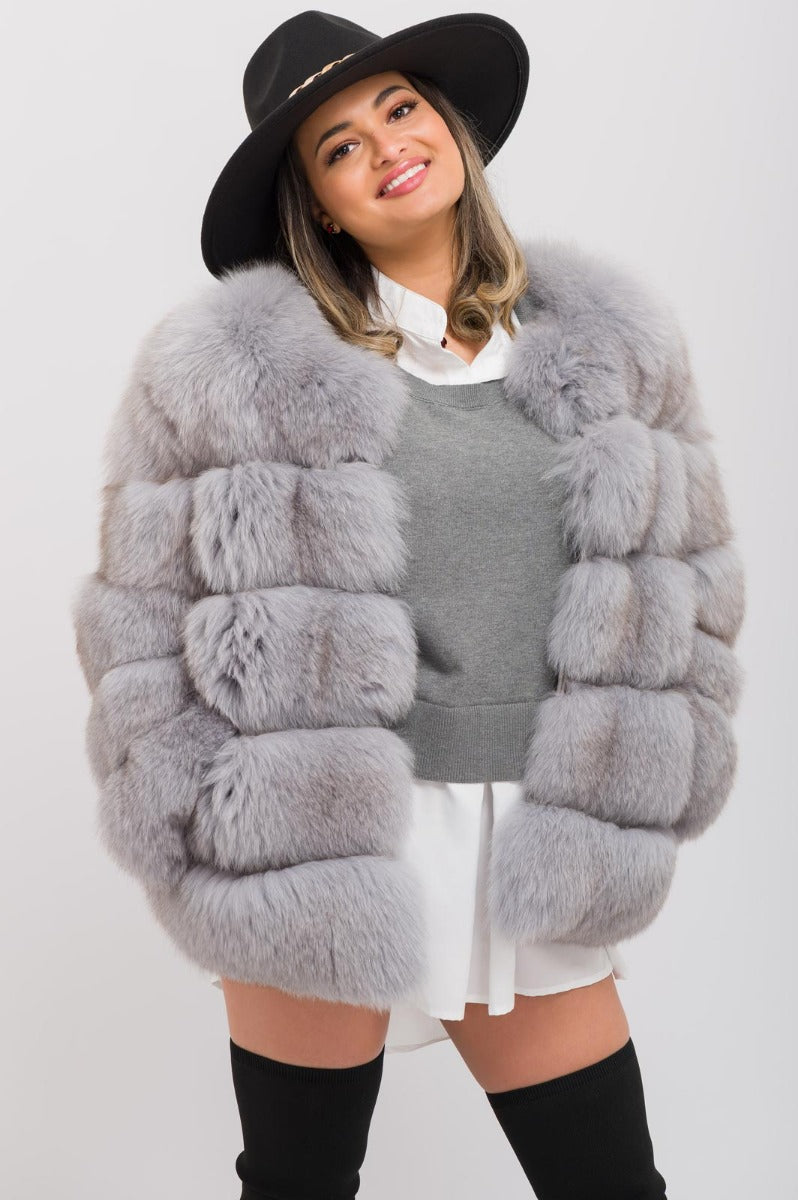 Grey Faux Fur 5 Row Jacket