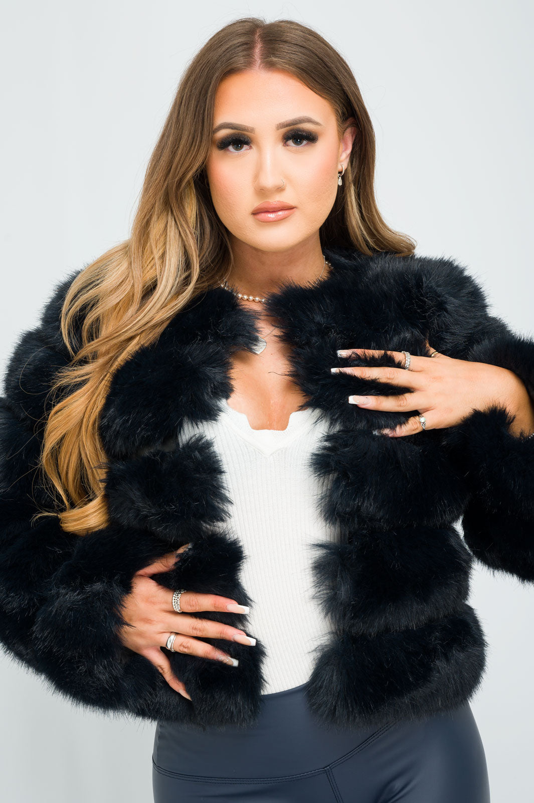 Navy Premium Faux Fur Jacket
