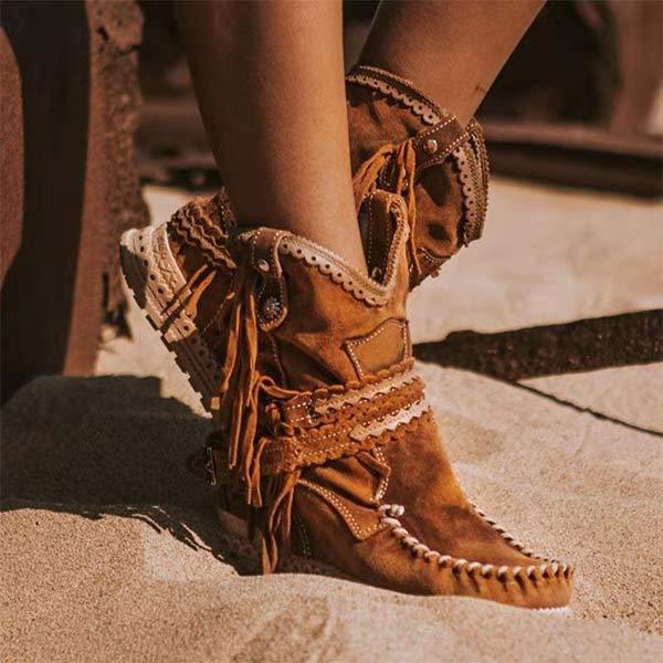 Women'S Vintage Fringe Booties 09397083C