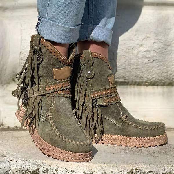 Women'S Vintage Fringe Booties 09397083C