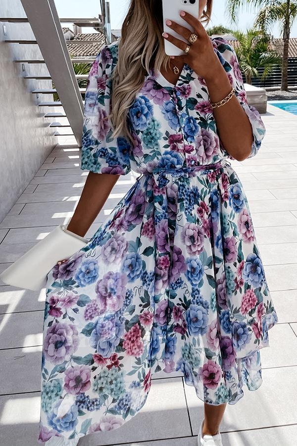 Forevermore Floral Irregular Midi Dress