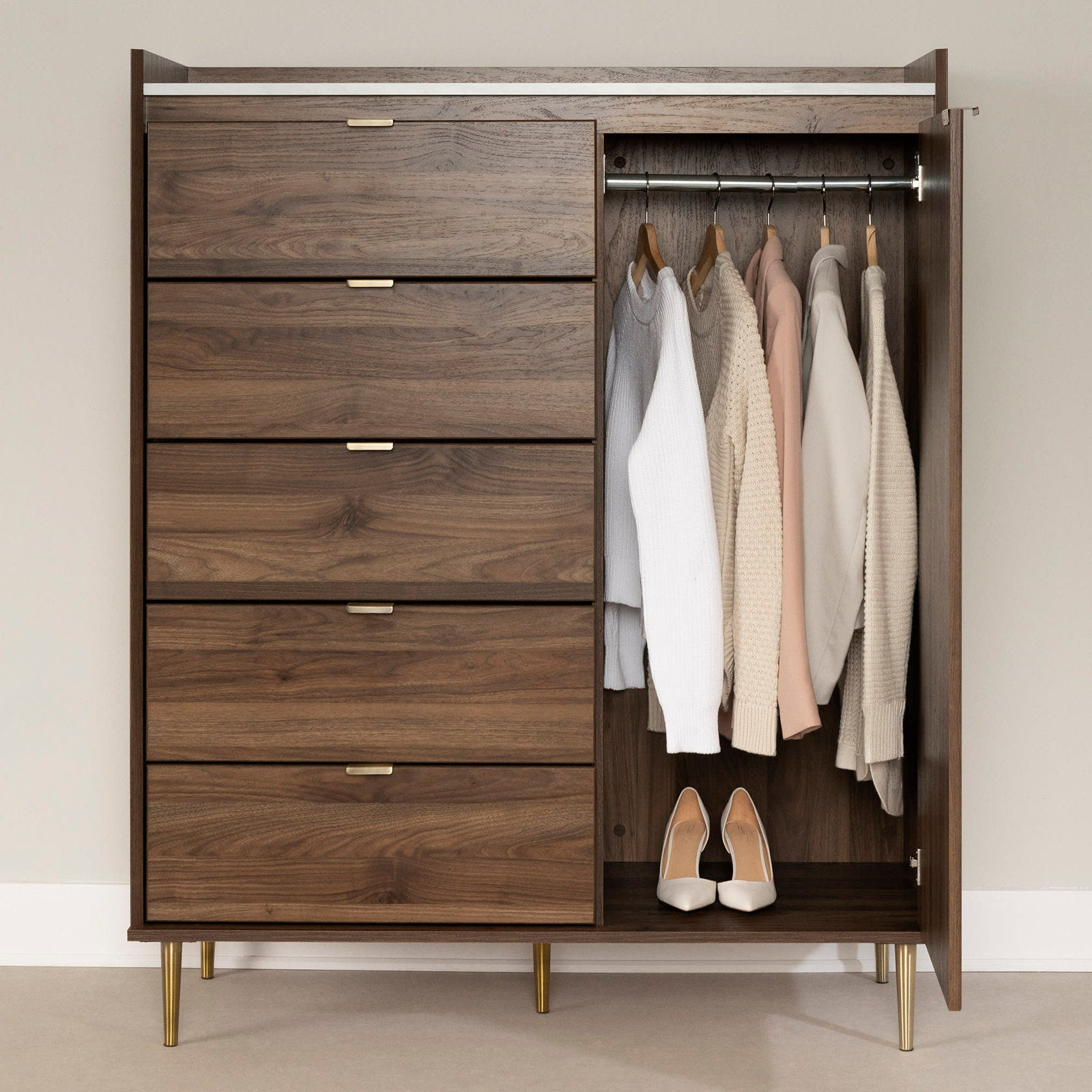 5 Drawer 44.5'' W Combo Dresser
